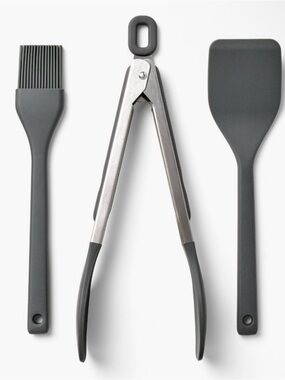 Figment Gray Silicone  Tongs and Utensil Set - NWT